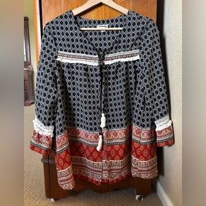 Xhilaration Boho Tassel Tie top